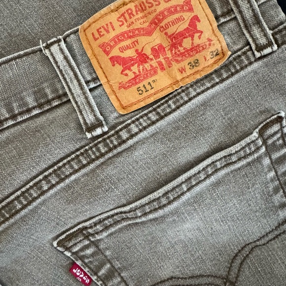 Levi’s 511 Slim Fit Straight Leg Gray Stretch Jeans 38x32 - Picture 3 of 6